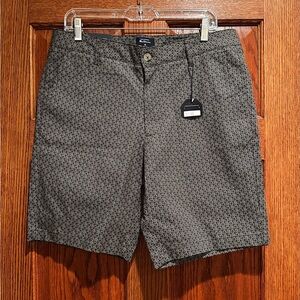 Ben Sherman Geometric Print Chino Shorts 33W Regular Fit Color Tag Dark Navy NWT